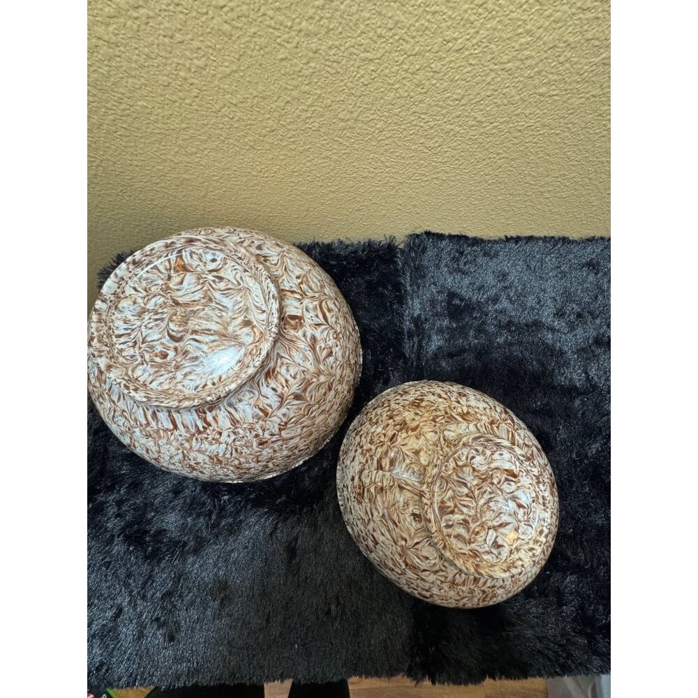 Vintage Boonton Thumb Print Confetti Brown Melamine Bowls Set Of 2 - Picture 2 of 8